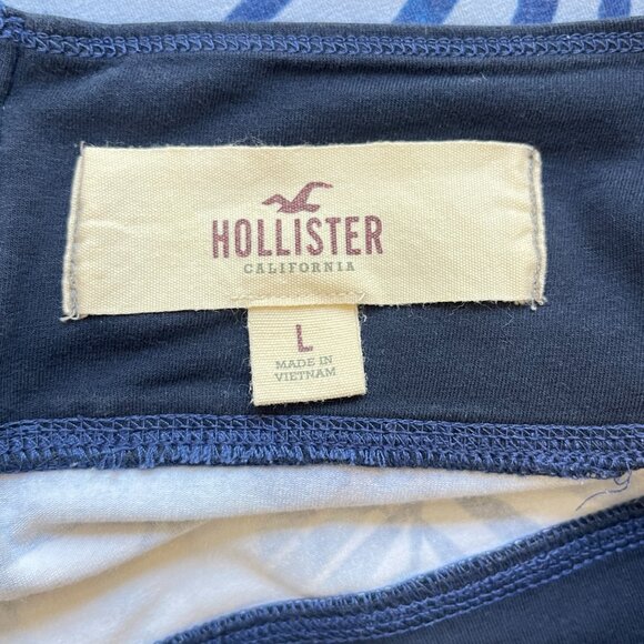Hollister Skirt Large Blue Tropical Palm Leaf Hibiscus Floral Knit Back Zipper - Picture 5 of 7